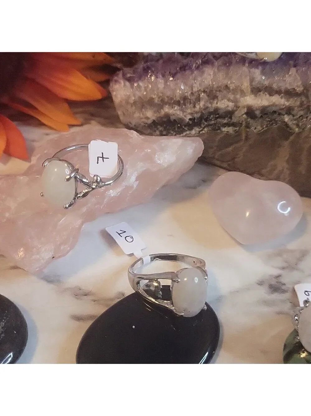 Snow Quartz Gemstone Silver Plated Rings Size 7